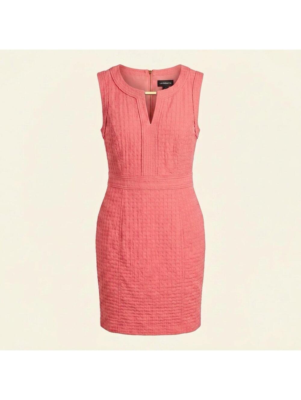 Liz Claiborne Women's Coral Pink Sleeveless Back Zipper Sheath Dress Size 6